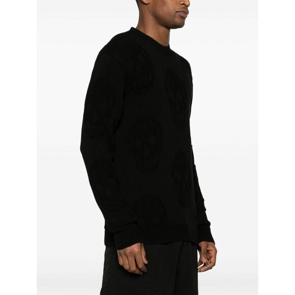 ALEXANDER MCQUEEN Skull Jacquard Crewneck Sweater Men BLACK Sweaters & Cardigans